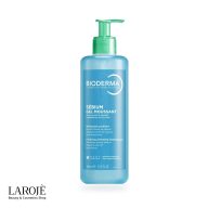 بطری ژل شستشو پوست چرب بایودرما با پمپ سبز و طراحی ساده