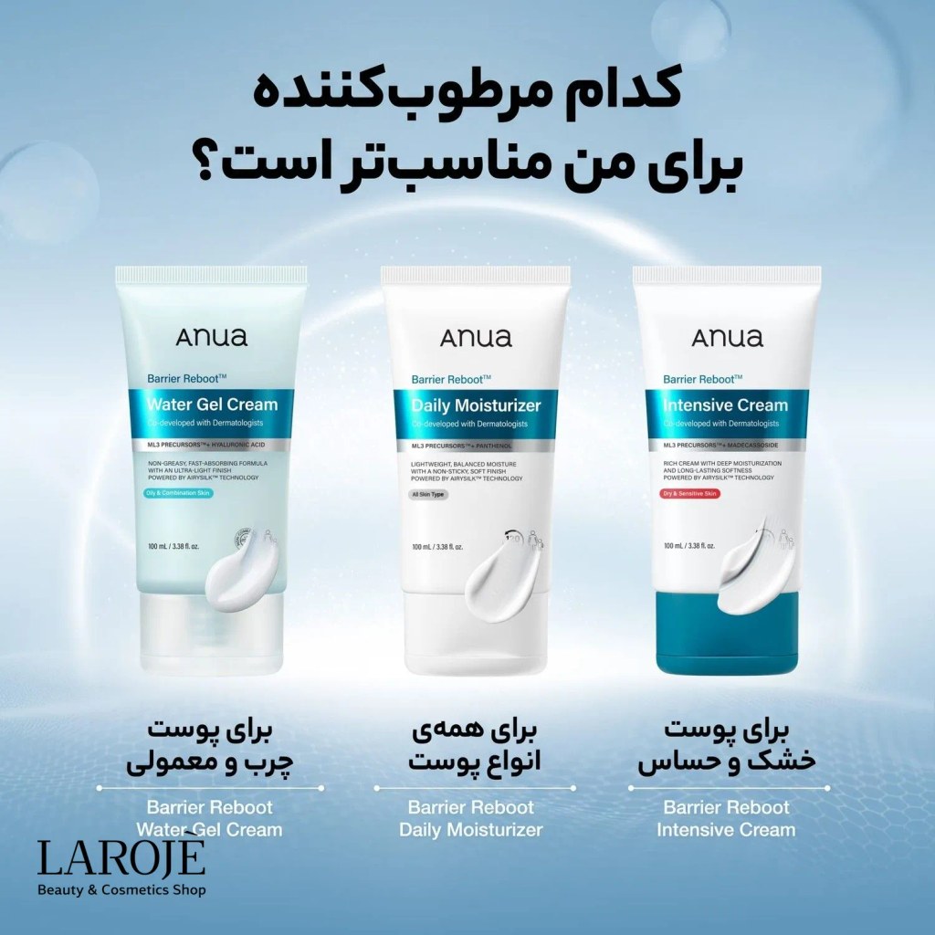 مقایسه سه کرم Barrier Reboot آنوا برای انواع پوست