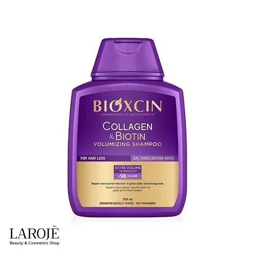 شامپو ضد ریزش و حجم دهنده بیوکسین Bioxcin مدل Collagen & Biotin